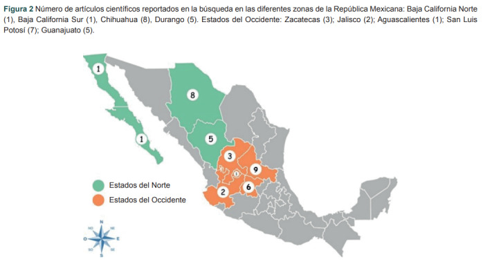 Mapa de mexico con concentraciones de Fluoruro